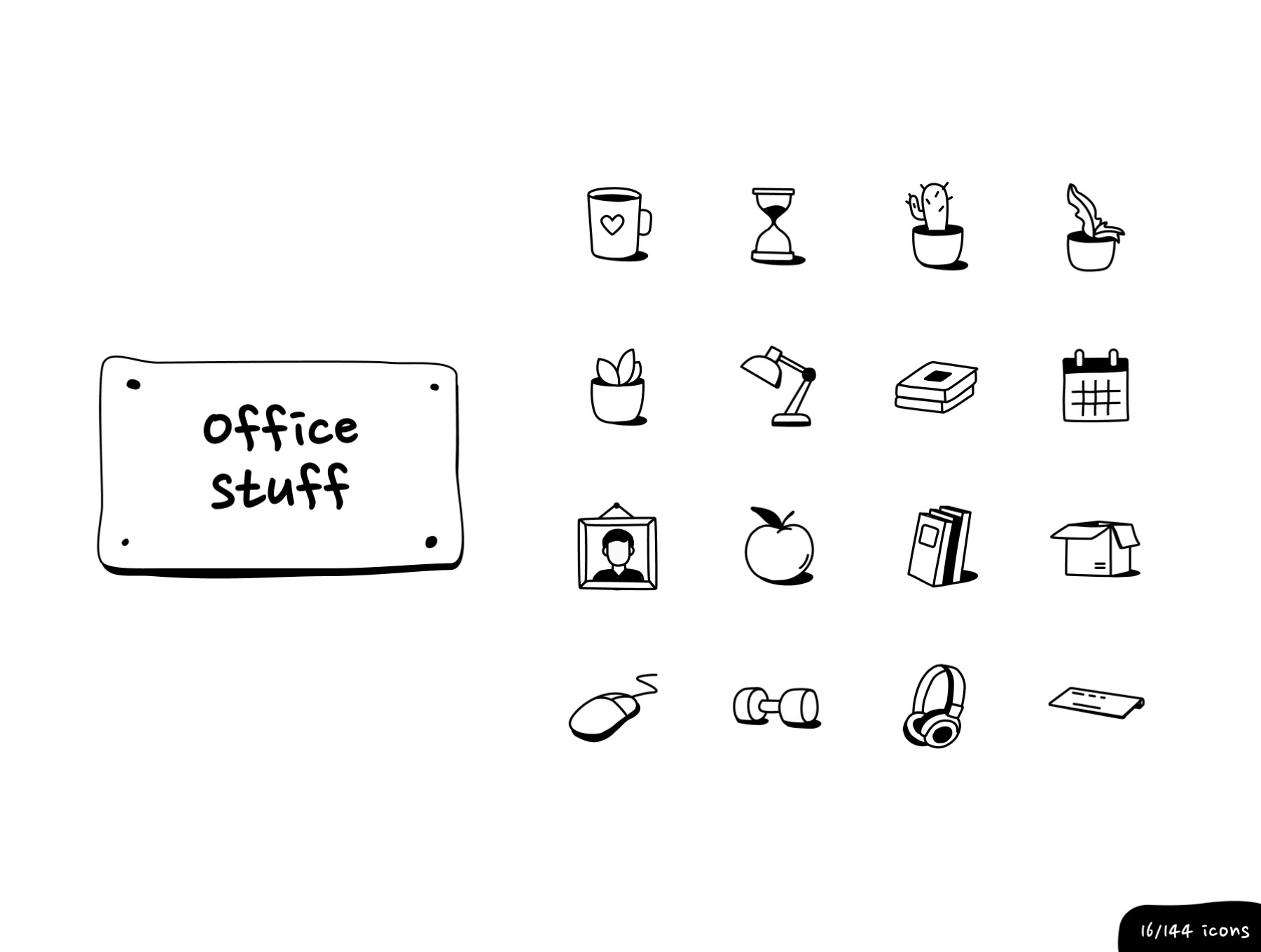 办公室 - 墨水图标套装 Office - Inking Icon Set sketch, figma格式-3D/图标-到位啦UI